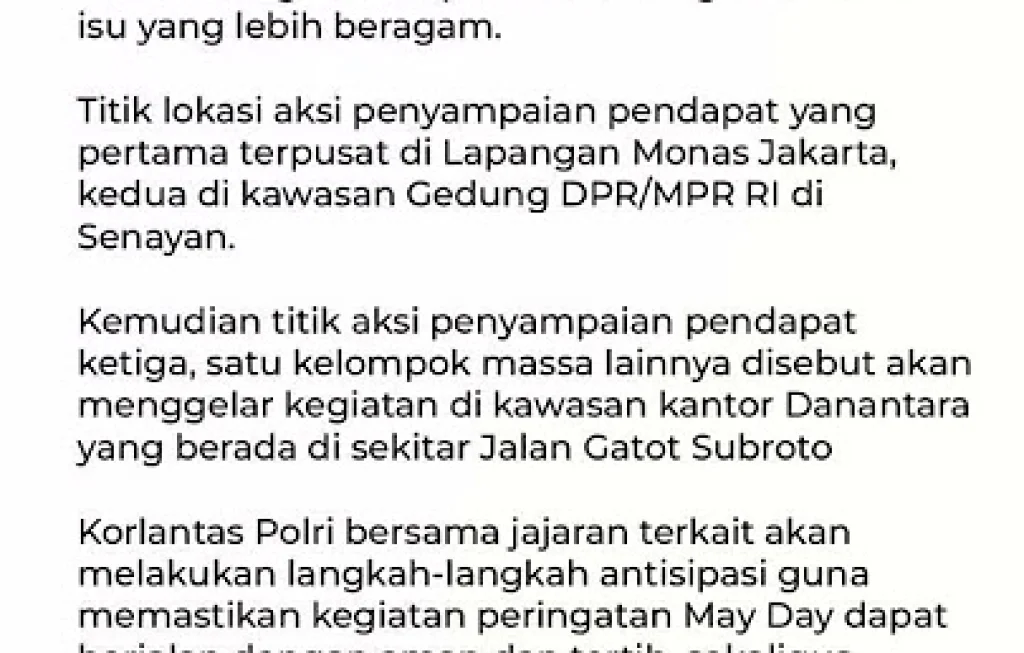 May Day 2026 Jakarta Aman