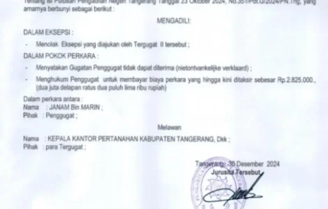 Putusan Pengadilan Negeri Tangerang